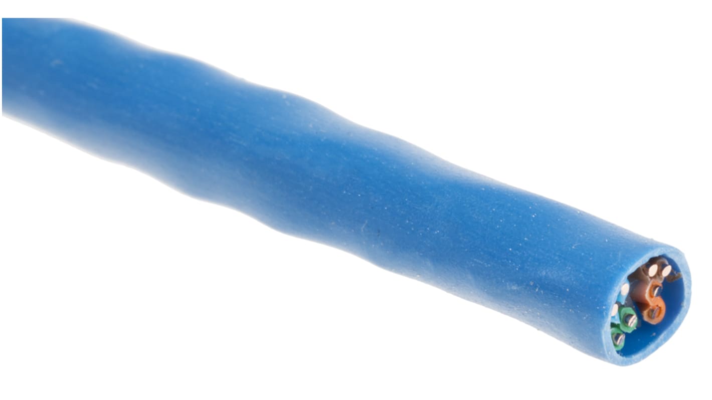 Cable Ethernet Cat6 U/UTP Belden de color Azul, long. 100m, funda de PVC, Pirorretardante