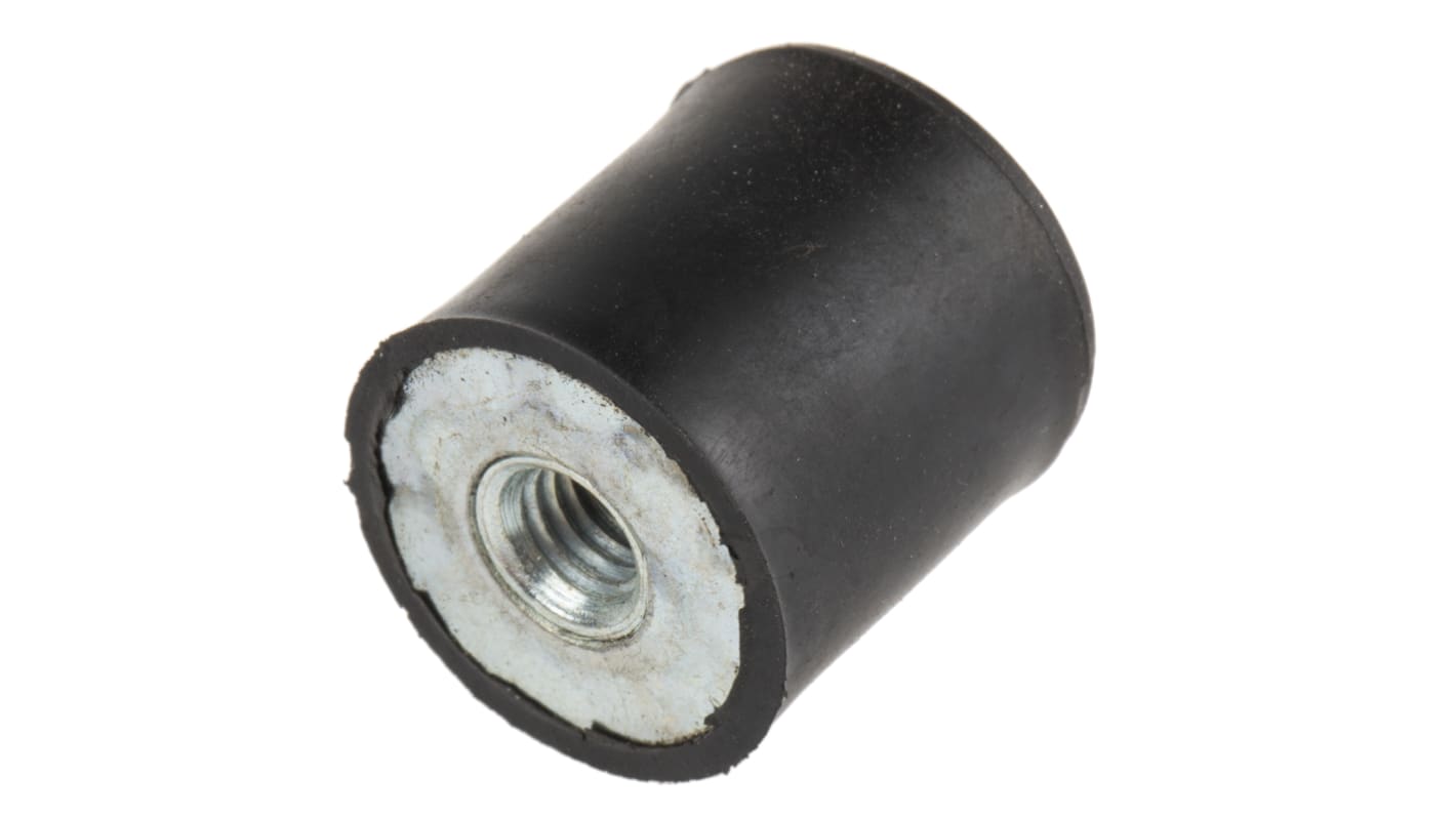 RS PRO Cylindrical M6 Anti Vibration Mount, Female Buffer Foot with 25.3kg Compression Load