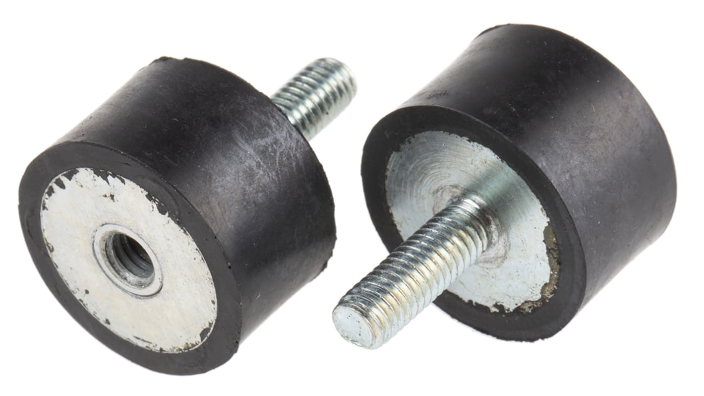 RS PRO M6 Anti Vibration Mount, Male to Female Bobbin with 69kg Compression Load
