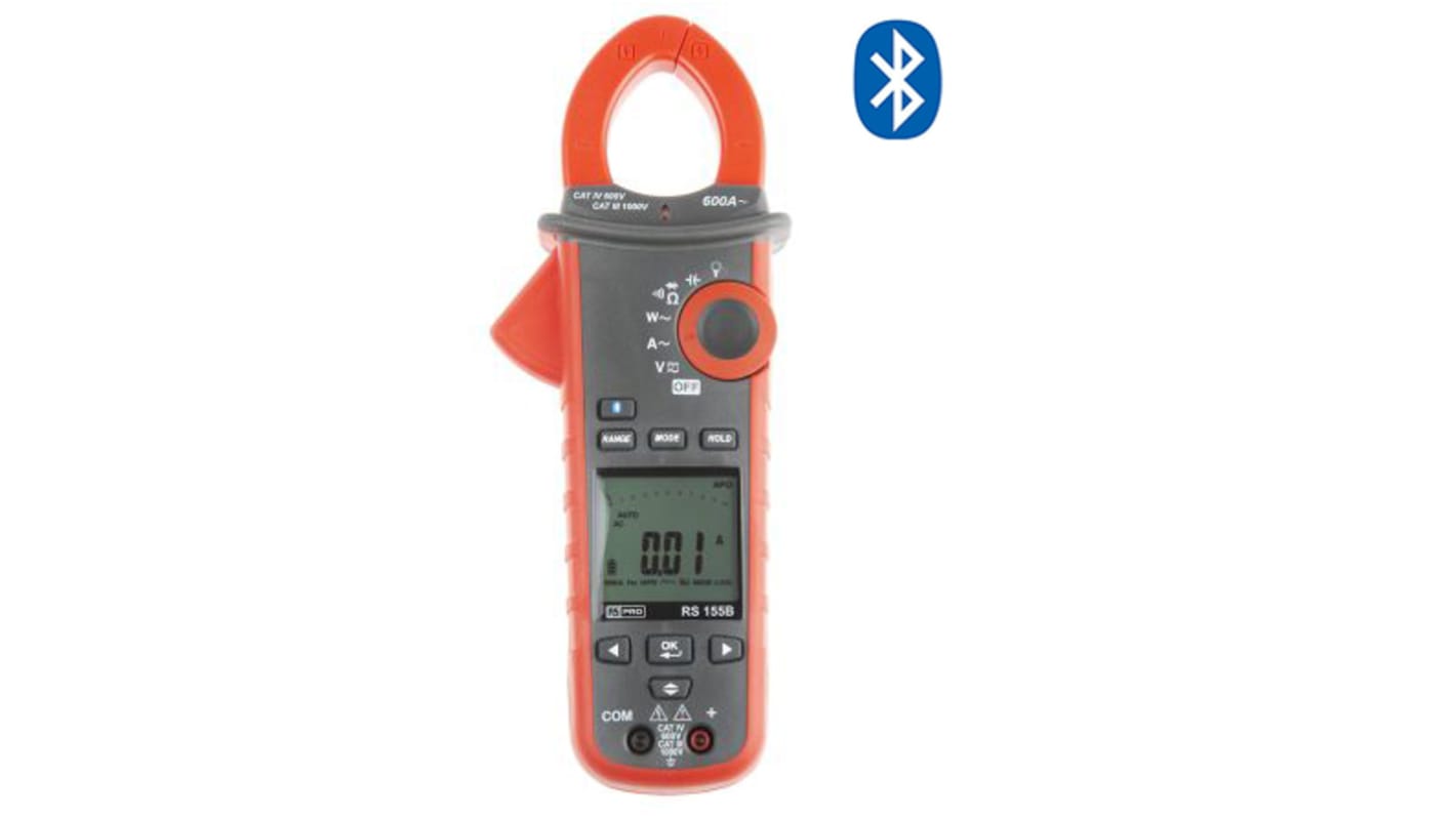 RS PRO 155B Zangenmessgerät Multifunktionszange CAT III, CAT IV 1000V ac / 600A ac, 1000V dc, 100kΩ,