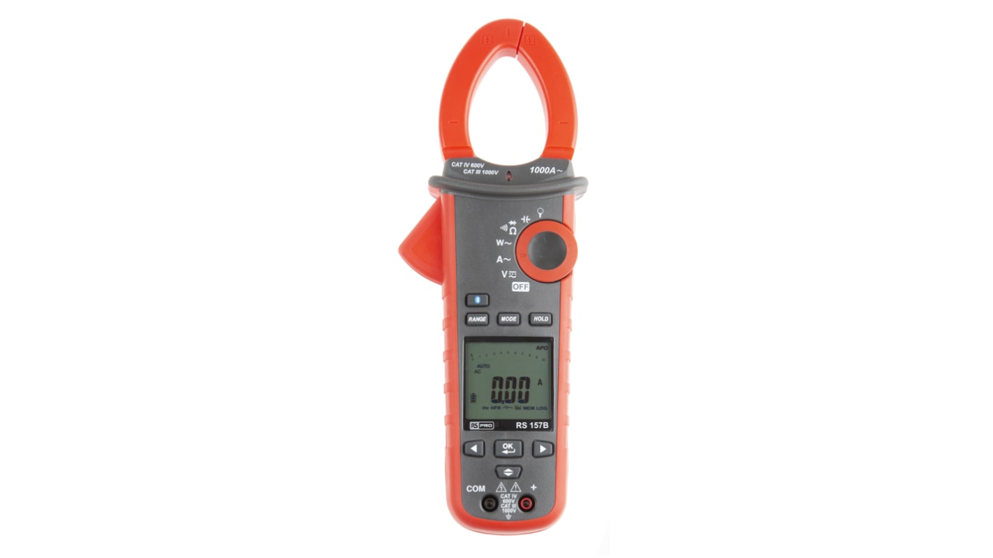 RS PRO 157B Clamp Meter Bluetooth, Max Current 1000A ac CAT III 1000 V, CAT IV 600 V