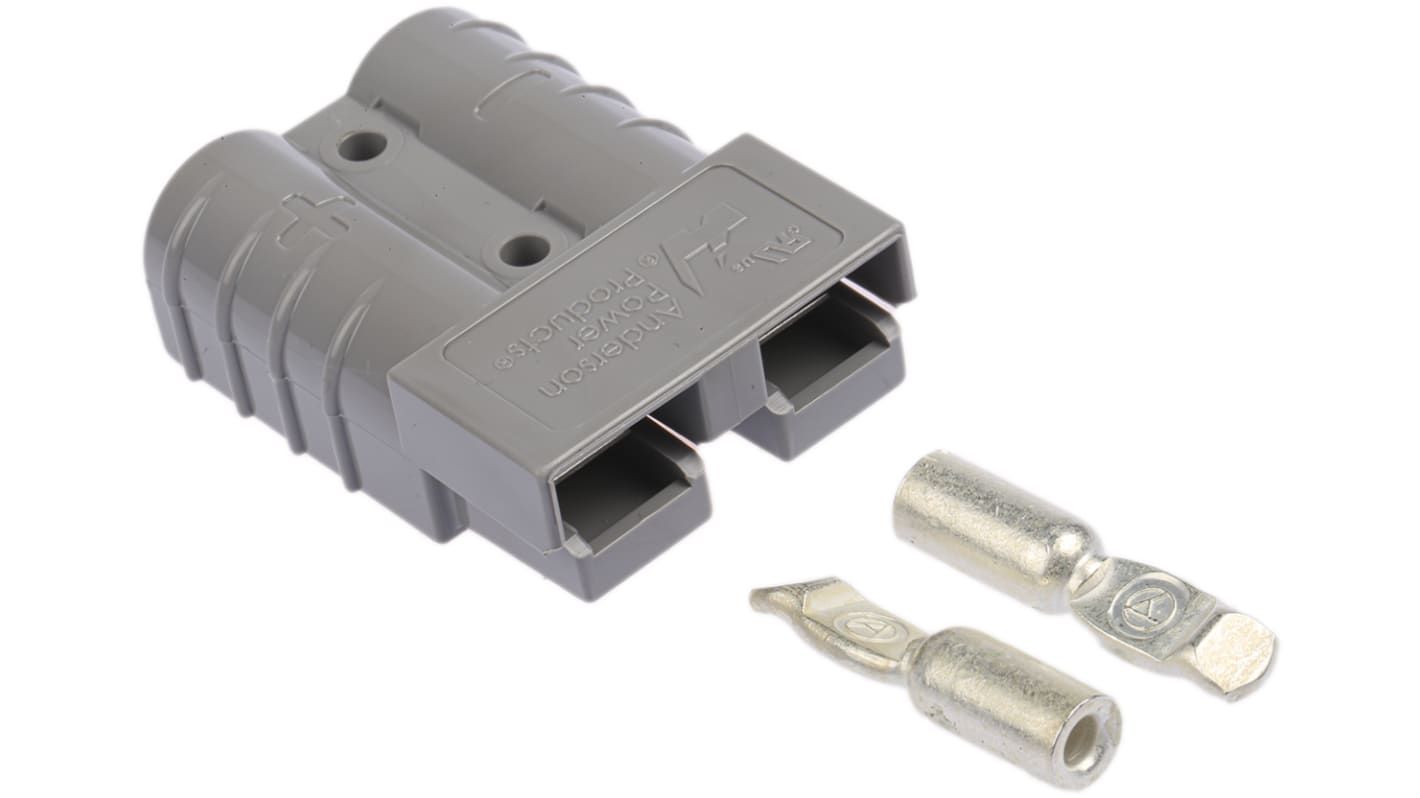 Anderson Power Products, SB50 Series Male 2 Way Battery Connector, Cable Mount, 50A, 600 V