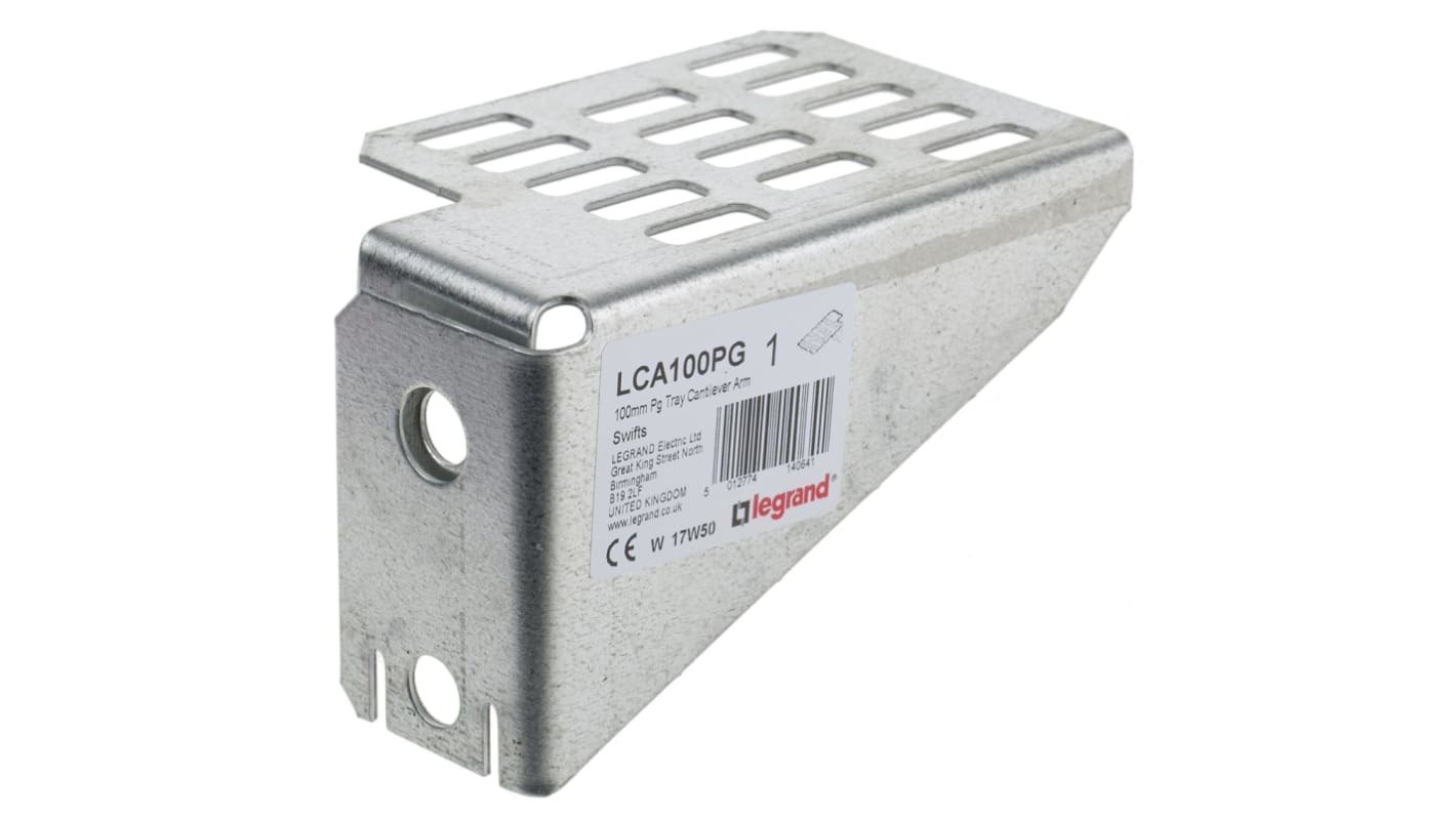Legrand Cantilever Arm Bracket Pre-Galvanised Steel Cable Tray Accessory, 100 mm Width, 74mm Depth