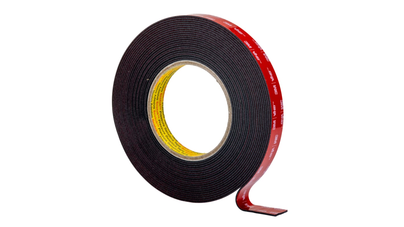 Cinta de espuma acrílica 3M 5962F de color Negro, 19.0mm x 8.0m, grosor 1.60mm