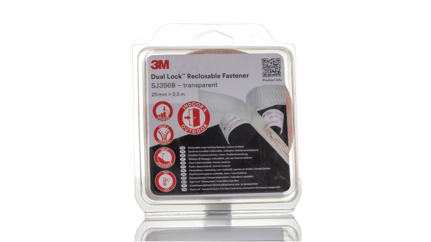 3M Transparent Hook & Loop Tape, 25mm x 2.5m