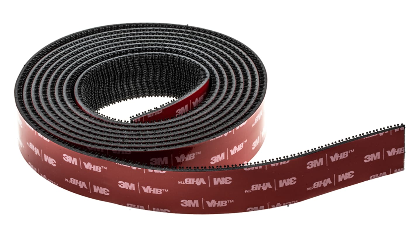 3M Black Hook & Loop Tape, 25mm x 2.5m