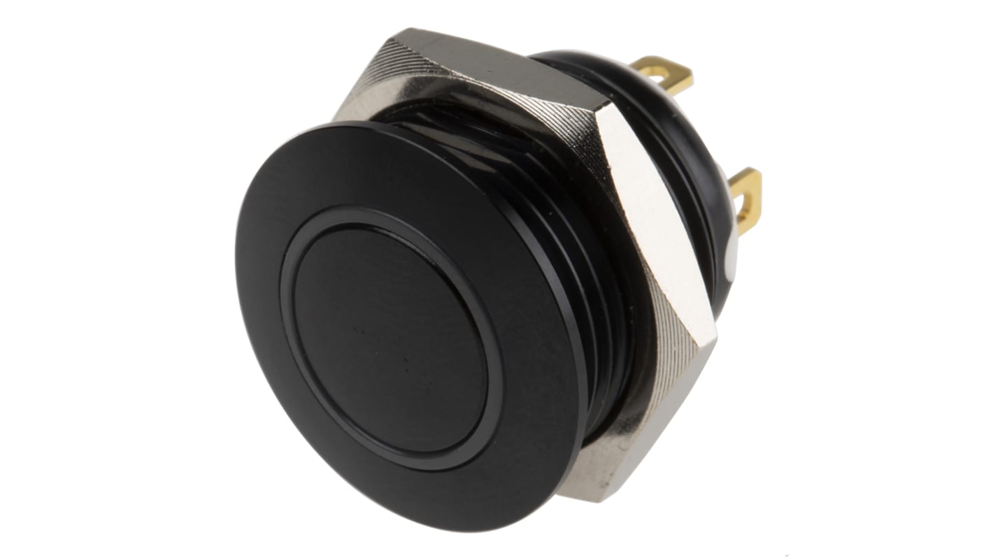 KNITTER-SWITCH Illuminated Vandal Proof Push Button Switch, Momentary, Panel Mount, 16mm Cutout, SPST, White LED, 36V