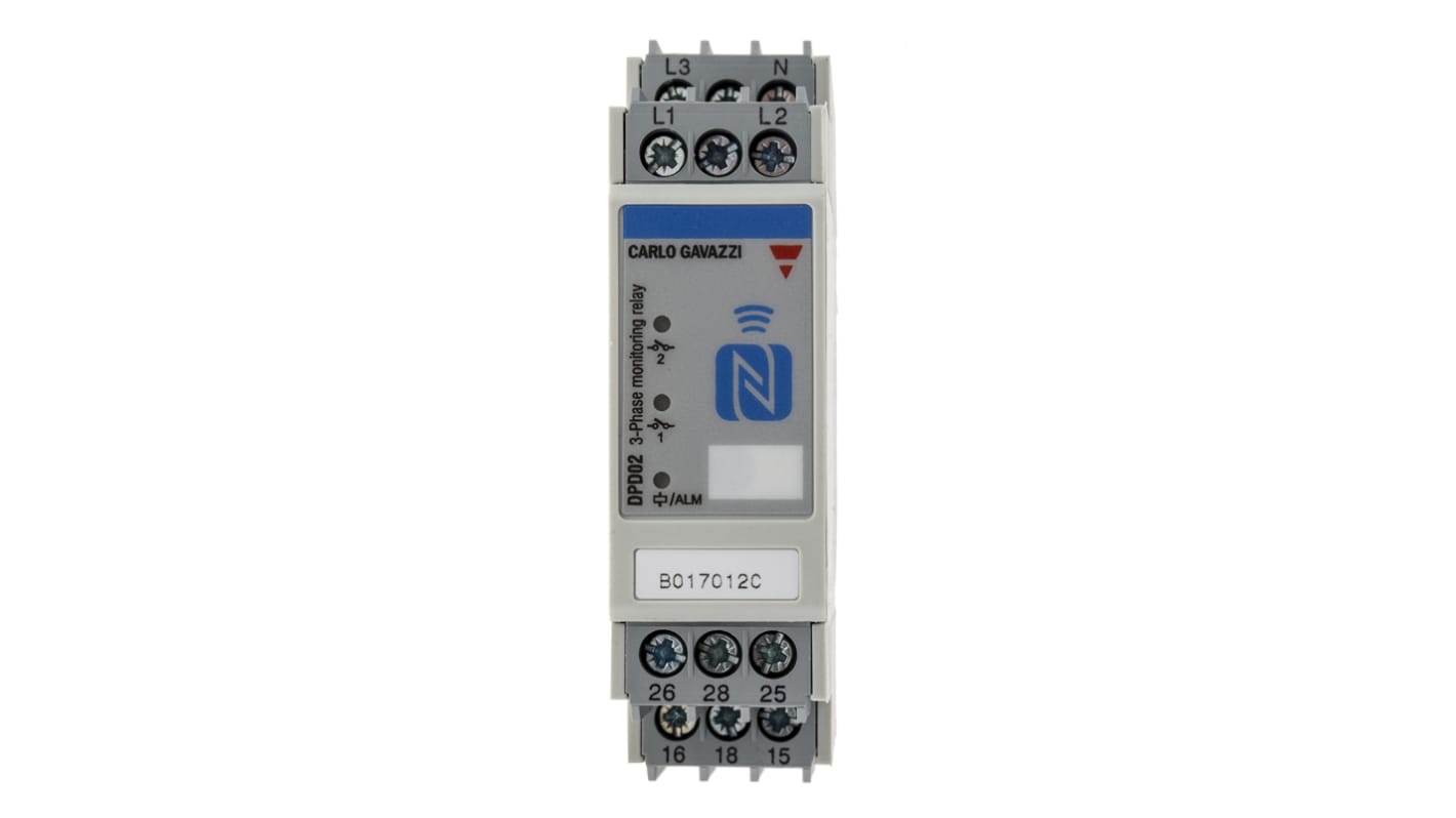 Carlo Gavazzi Frequency, Phase, Voltage Monitoring Relay, 3 Phase, SPDT, 102 → 318V ac, DIN Rail