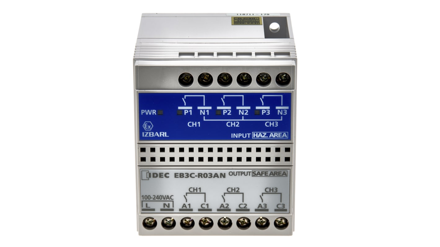 Idec 3 Channel Zener Barrier, Intrinsic Safety Barrier, Relay Output, ATEX