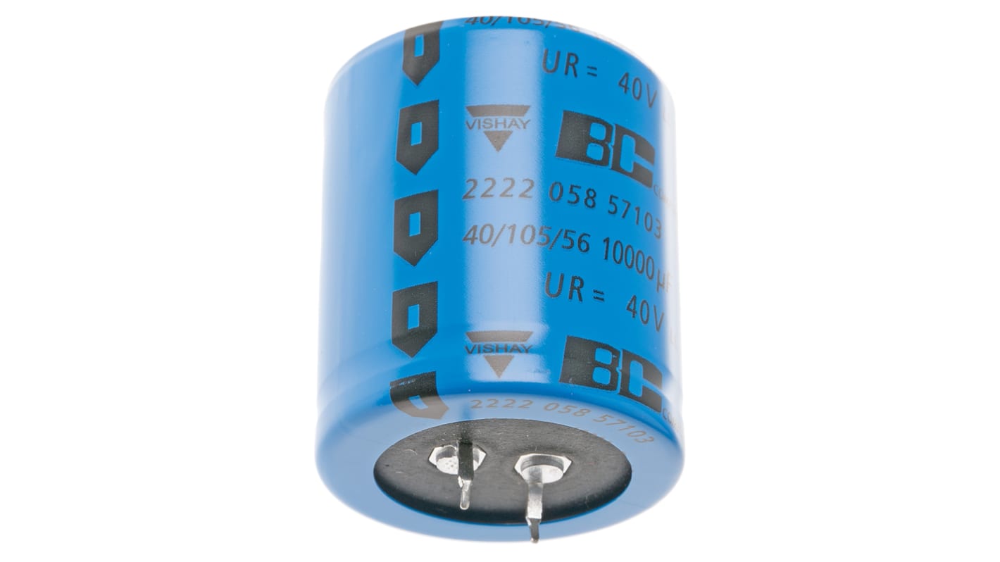 Vishay 10000μF,40V dc コンデンサ, スナップイン ±20%, -40°Cから +105°C