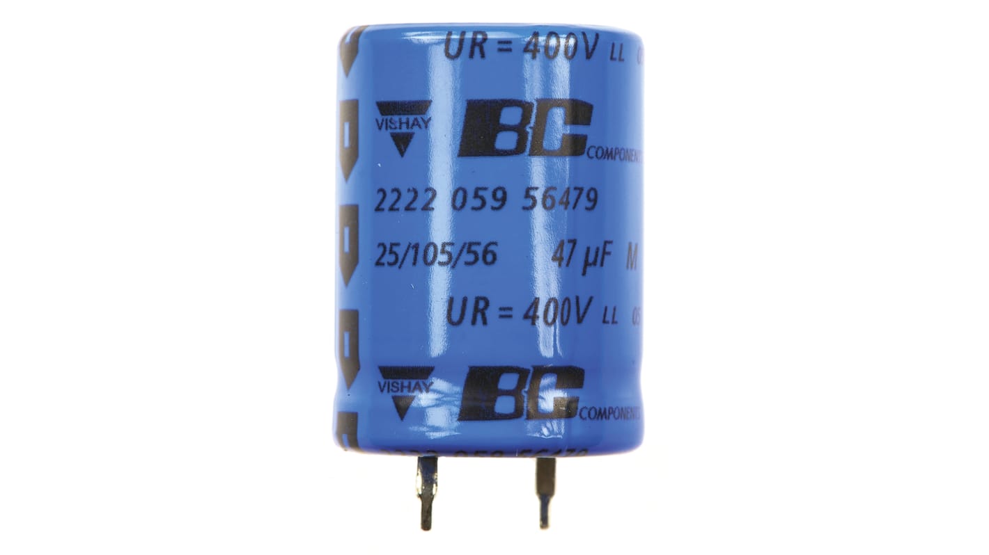 Vishay 47μF Aluminium Electrolytic Capacitor 400V dc, Snap-In - MAL205956479E3