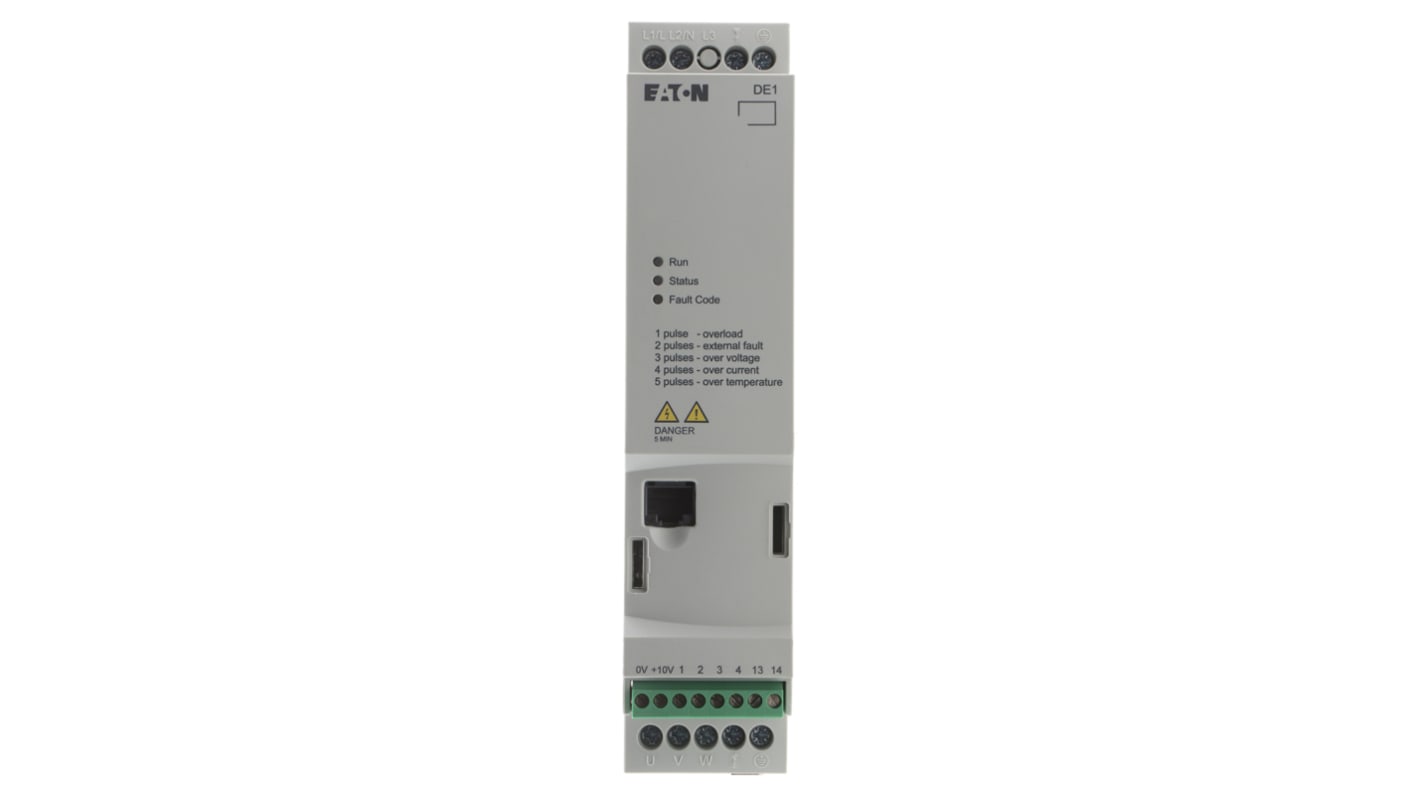 Arrancador de velocidad variable Eaton serie Eaton Moeller, 0,55 kW, 230 V ac, 1 fase, 2,7 A, 60Hz, IP20, Modbus RTU,