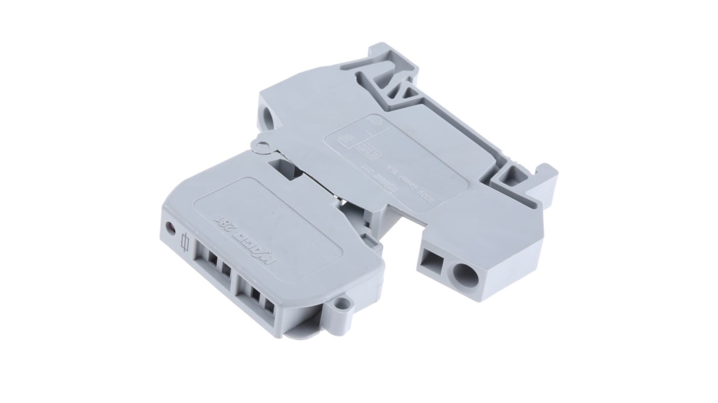 WAGO 281 Series Grey Fuse Terminal Block, 4mm², Single-Level, Cage Clamp Termination, Fused