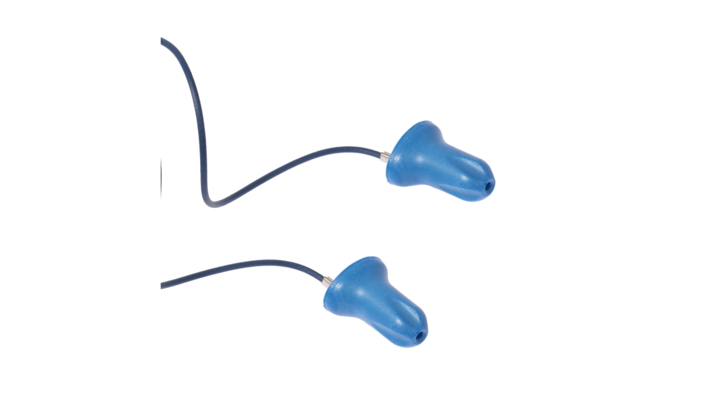 Uvex Blue Disposable Corded Ear Plugs, 24dB Rated, Metal Detectable, 100 Pairs