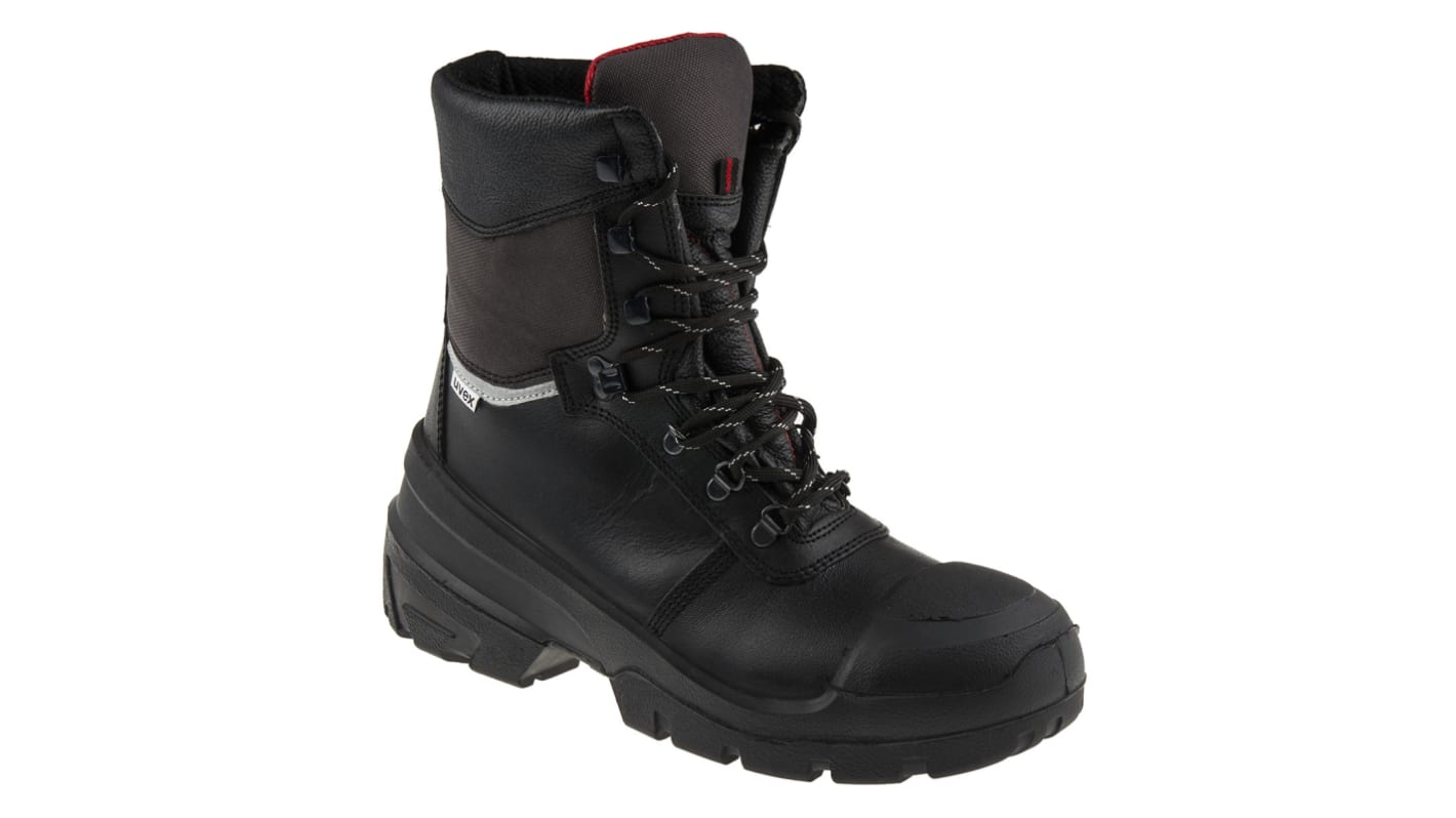 Uvex Quatro Pro Black, Grey Steel Toe Capped Men's Ankle Safety Boots, EU 45