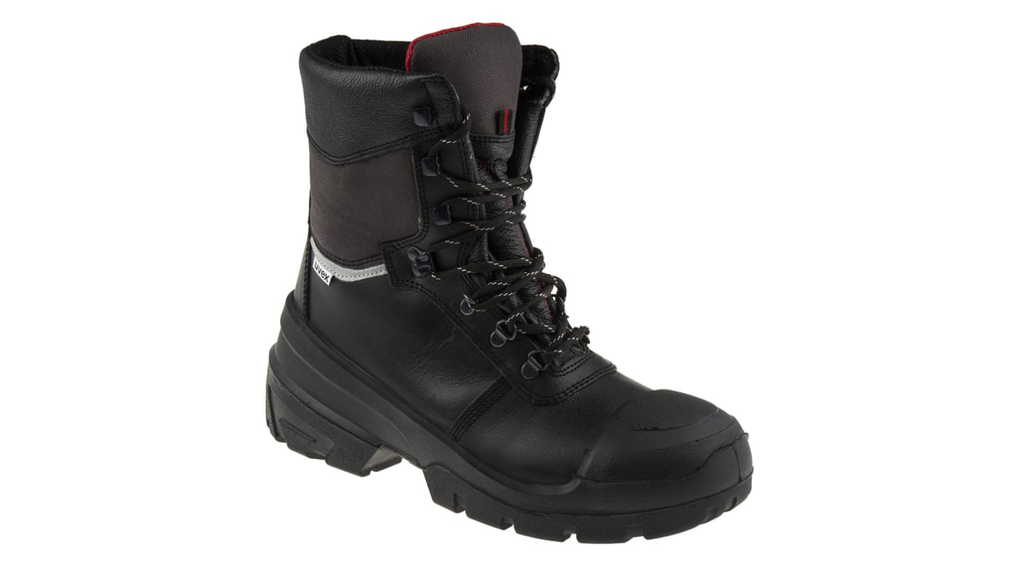 Uvex Quatro Pro Black, Grey Steel Toe Capped Men's Ankle Safety Boots, EU 46