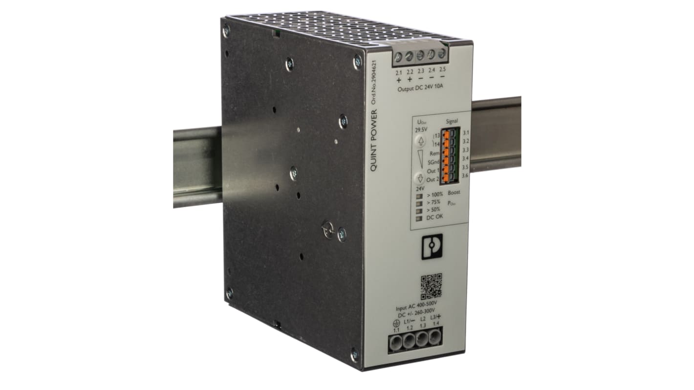 Alimentatore a montaggio su guida DIN Phoenix Contact, 24V cc, 10A, 400V ca, 240W
