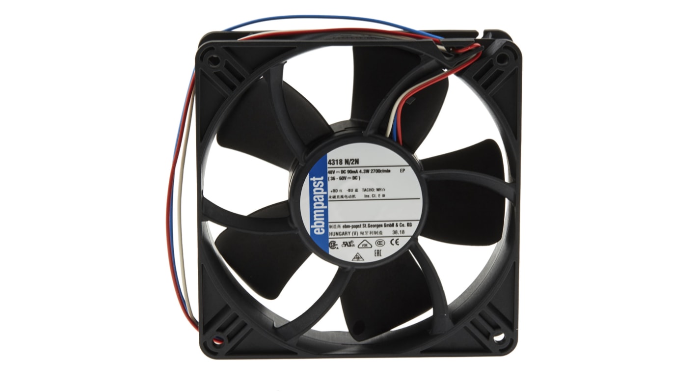 ebm-papst 4300 N - S-Panther Series Axial Fan, 48 V dc, DC Operation, 190m³/h, 4W, 119 x 119 x 32mm