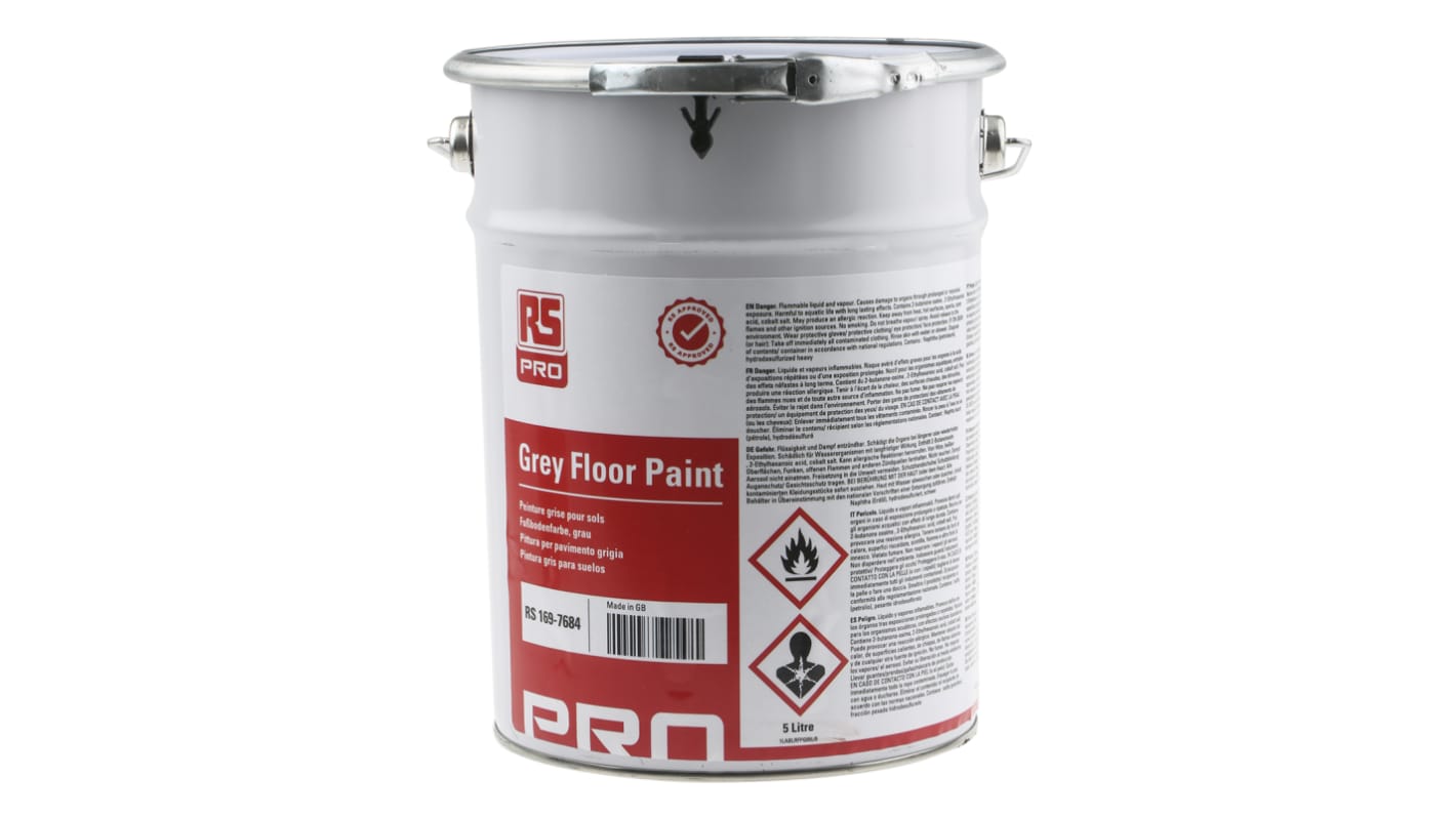RS PRO Floors Paint in Hard Wearing Grey 5L