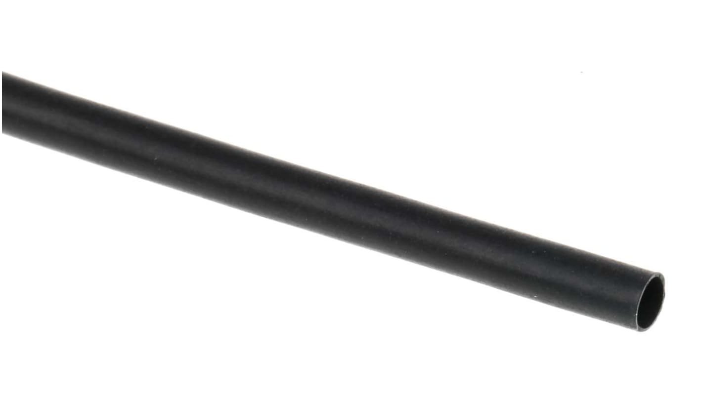 TE Connectivity Heat Shrink Tubing, Black 2.4mm Sleeve Dia. x 1.2m Length 2:1 Ratio, RNF-100 Series