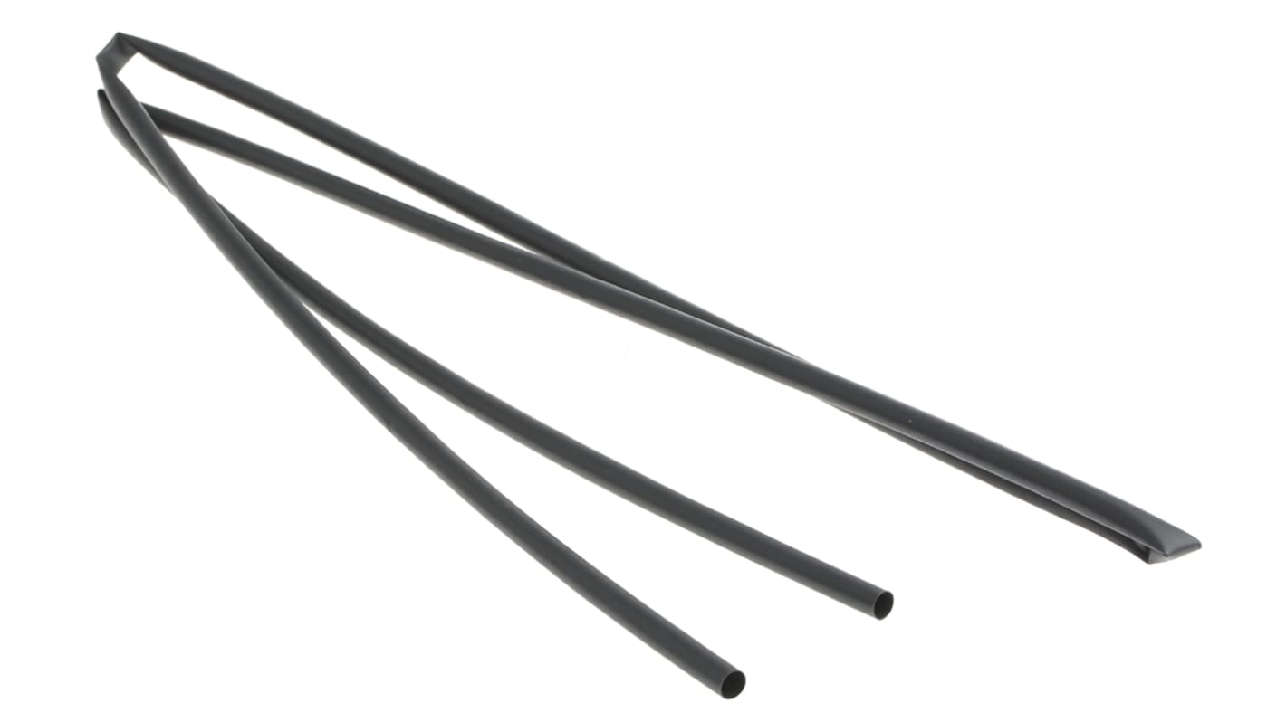 TE Connectivity Heat Shrink Tubing, Black 4.8mm Sleeve Dia. x 1.2m Length 2:1 Ratio, RNF-100 Series