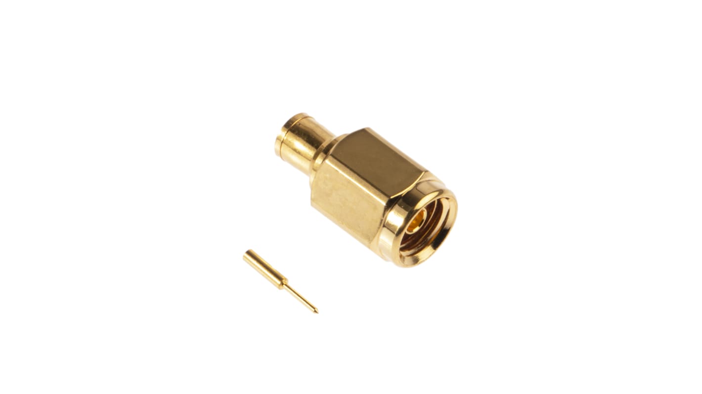 Conector coaxial RS PRO, Macho, Recto, Impedancia 50Ω, Montaje de Cable, Terminación de Soldador, 12GHz +155°C -55°C,