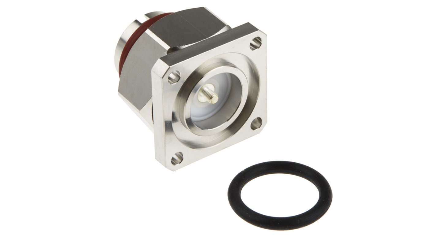 RS PRO Female, Male Flange Mount 7/16 Connector, 50Ω, Solder Termination, Straight Body