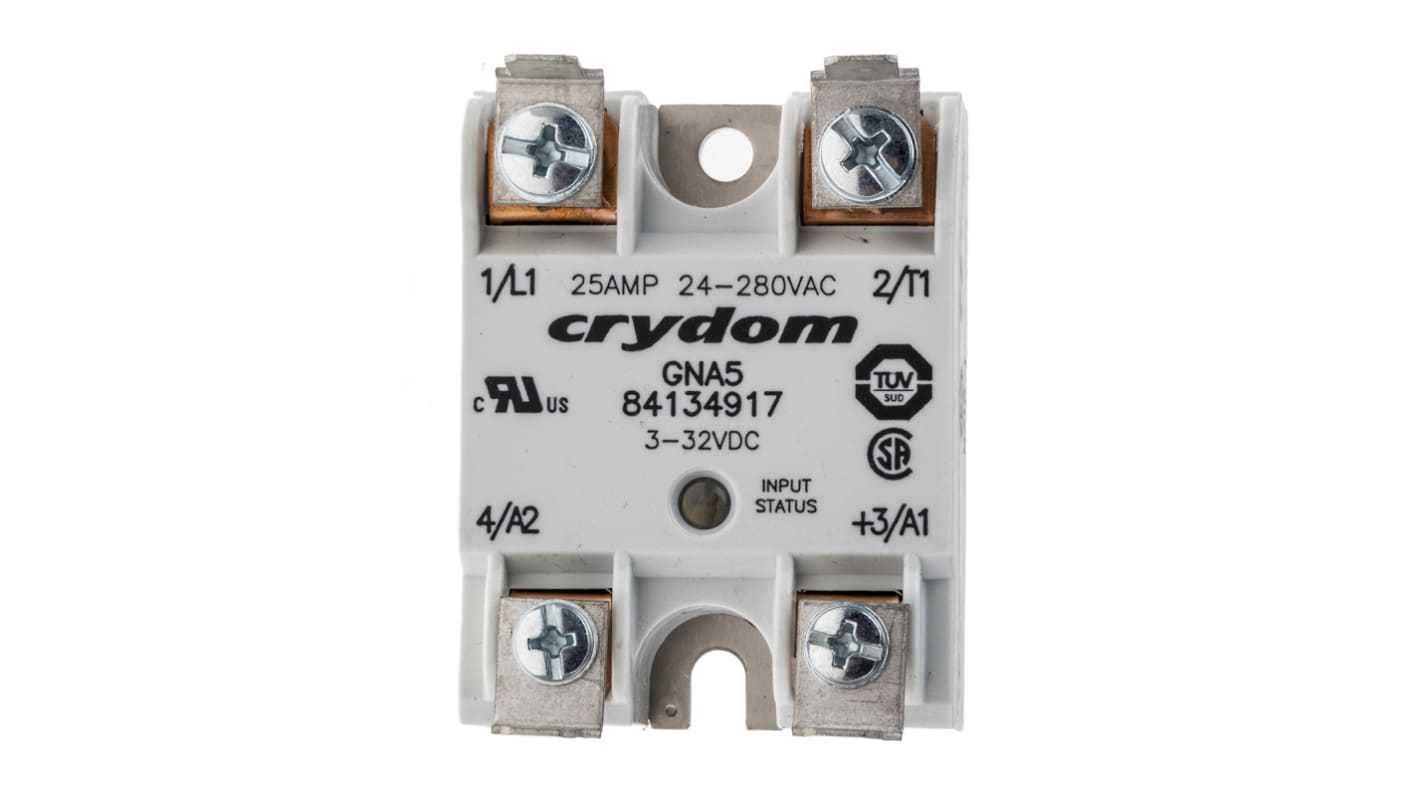 Sensata Crydom GNA5 Series Solid State Relay, 25 A rms Load, Panel Mount, 280 V ac Load, 32 V dc Control