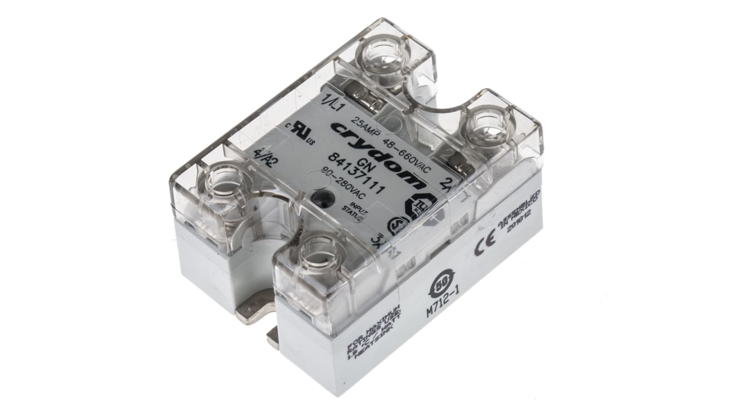 Sensata Crydom GN Series Solid State Relay, 10 A rms Load, Panel Mount, 660 V ac Load, 280 V ac Control