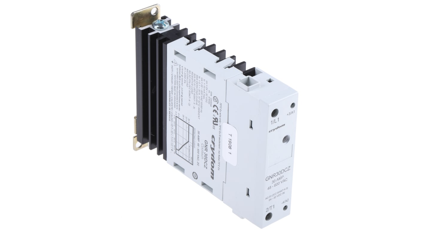 Sensata Crydom GNR 22.5 Series Solid State Relay, 30 A rms Load, DIN Rail Mount, 600 V ac Load, 32 V dc Control