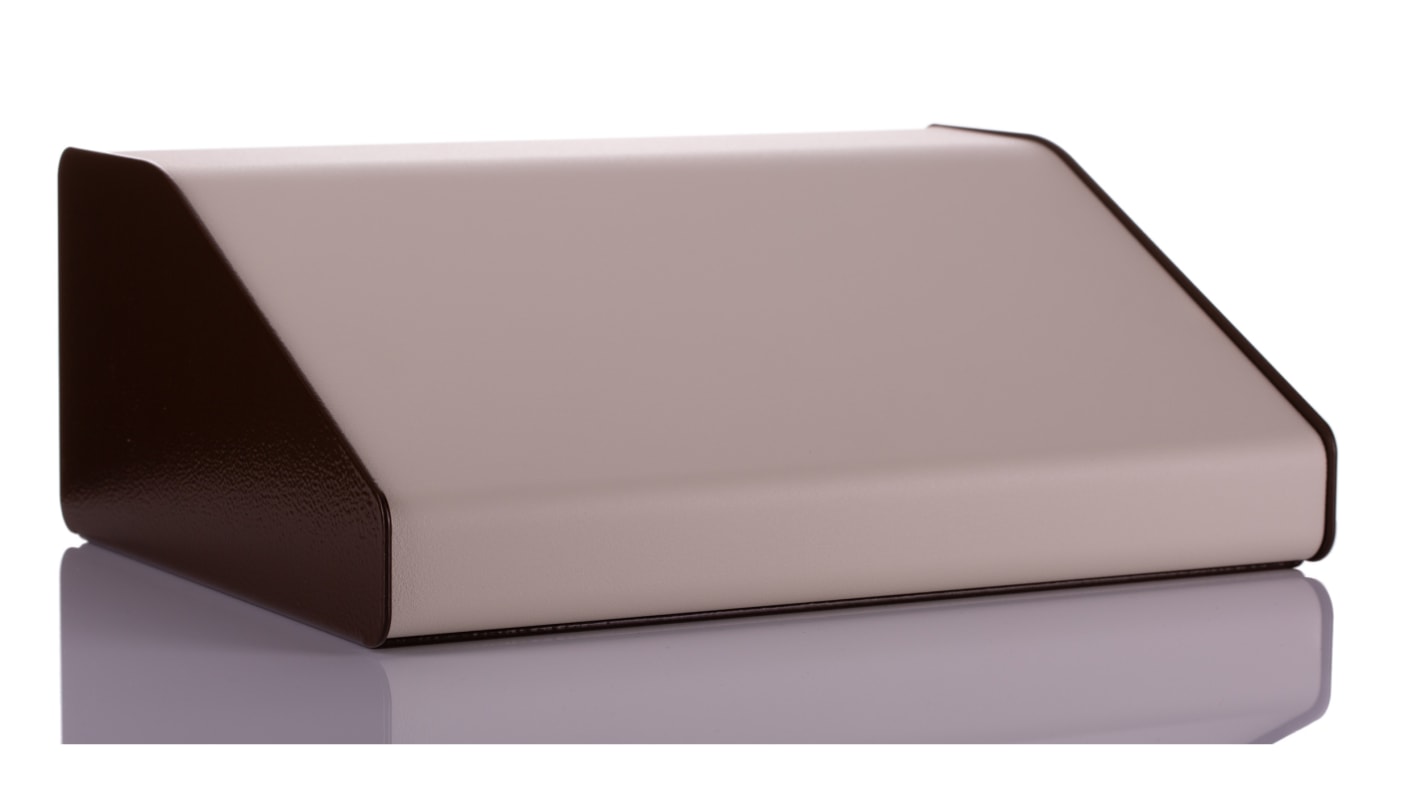 CAMDENBOSS 2000 Series Beige, Brown Aluminium Desktop Enclosure, Sloped Front, 210 x 381 x 55mm