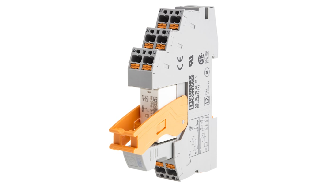 Phoenix Contact RIF-1-RPT-LDP-24DC/1IC Series Interface Relay, DIN Rail Mount, 24V dc Coil, SPST, 1-Pole