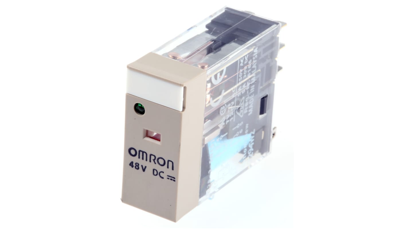 Omron Plug In Power Relay, 48V dc Coil, 5A Switching Current, DPDT