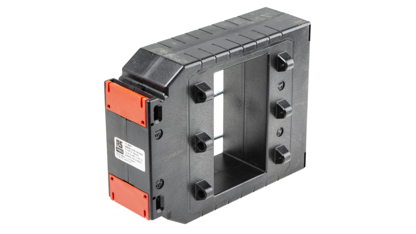 Transformador de corriente RS PRO, Montaje por Clip, entrada 1600A, ratio: 1600:5, Ø int. 101 x 56mm, dim. 130 x 60 x