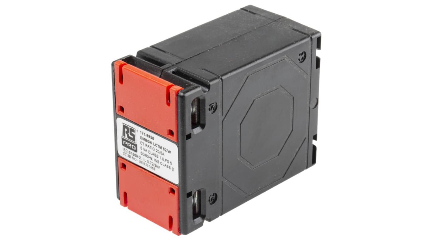 RS PRO Base Mounted Current Transformer, 20A Input, 20:5, 5 A Output, 62 x 40mm Bore