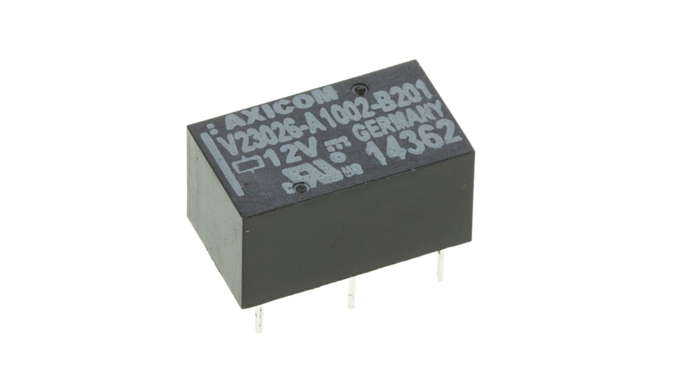 TE Connectivity PCB Mount Signal Relay, 12V dc Coil, 1A Switching Current, DPDT