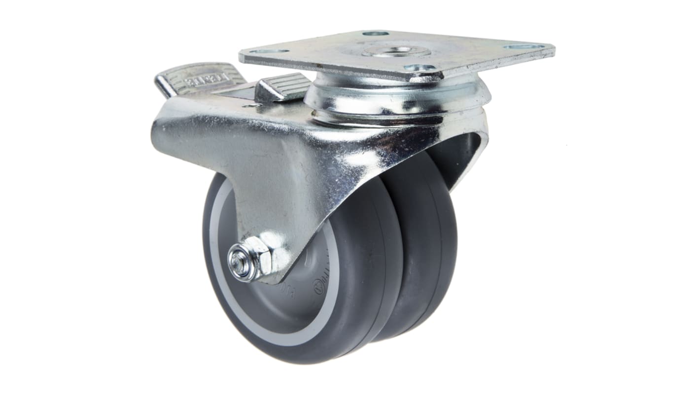 Tente Braked Swivel Castor Wheel, 80kg Capacity, 75mm Wheel