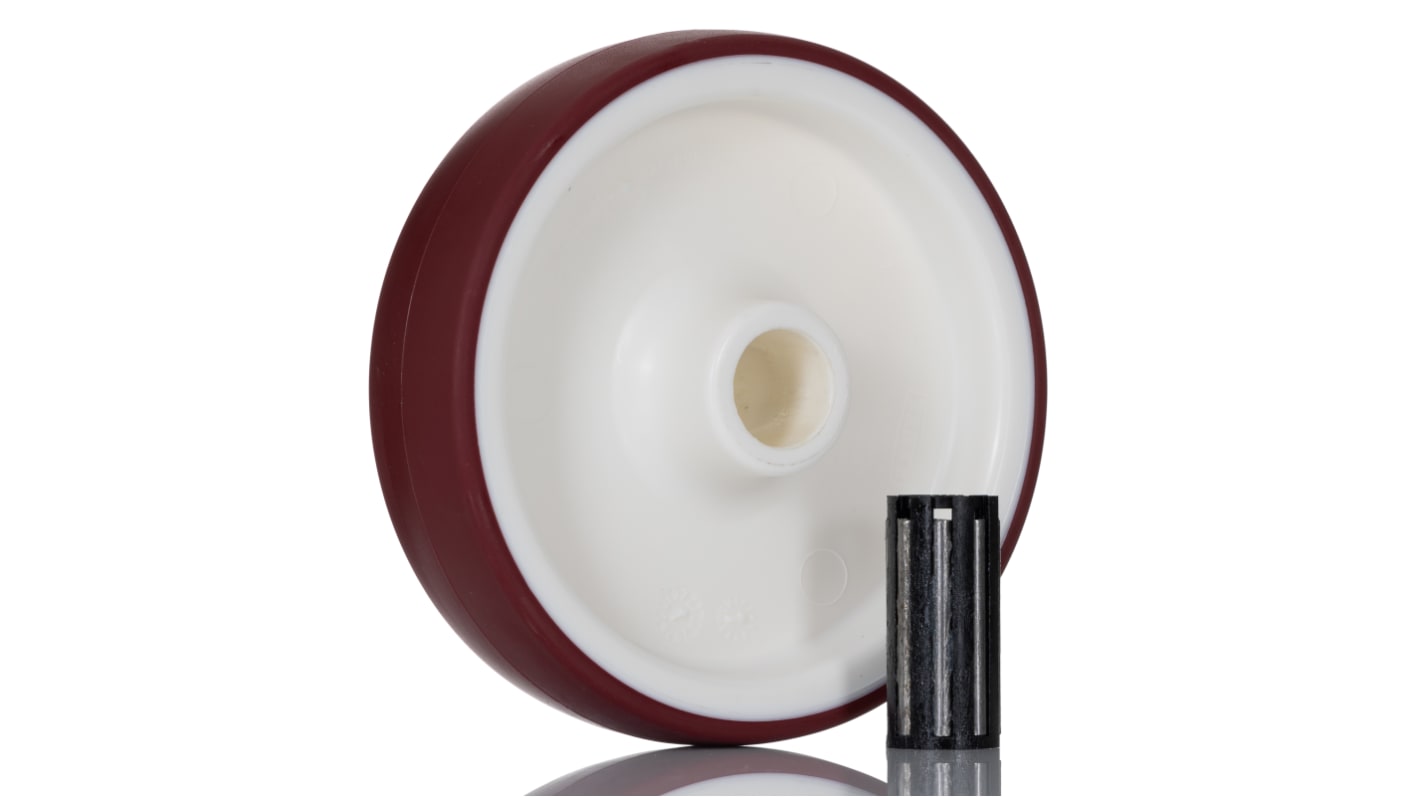 Kółko do wózka, Poliuretan twardy, Poliuretan, Czerwony, biały, obc.: 200kg, śred.: 125mm, szer.: 32mm