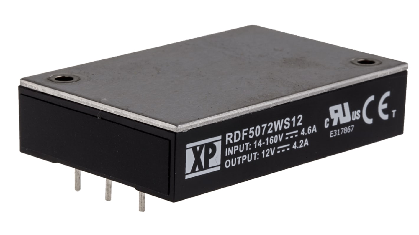 XP Power RDF50 DC/DC-Wandler 50W 110 V dc IN, 12V dc OUT / 4.2A Durchsteckmontage 3kV dc isoliert