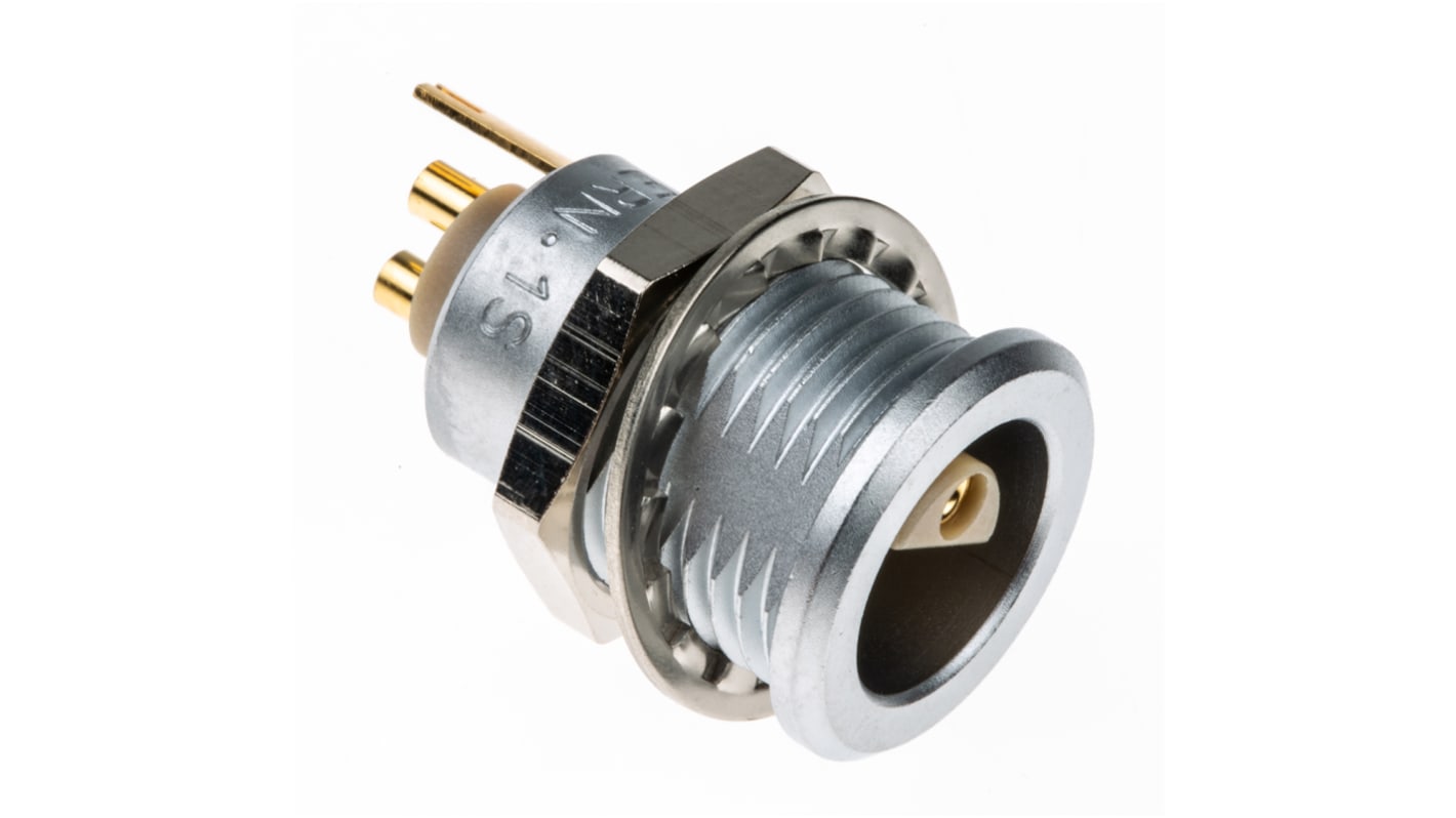 LEMO Circular Connector, 2 Contacts, Panel Mount, Socket, Female, IP50, 1S Series