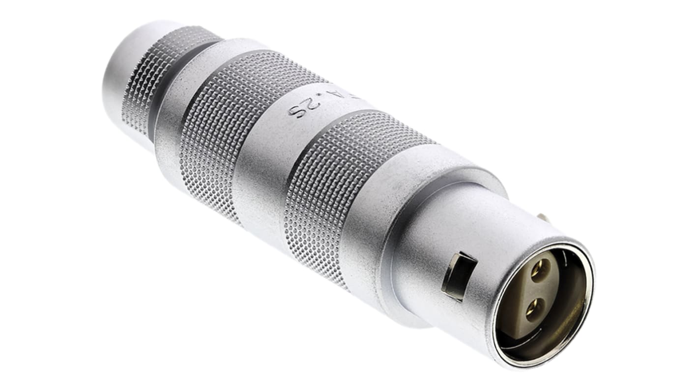 LEMO Circular Connector, 4 Contacts, Cable Mount, Plug, Male, IP50, 2S Series