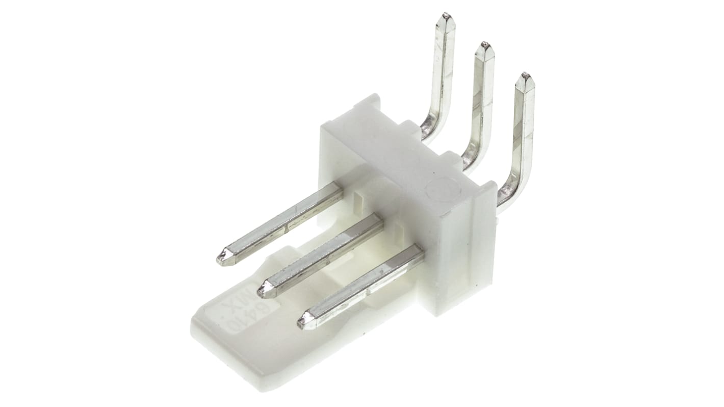 Molex KK 254 Series Right Angle Through Hole Pin Header, 3 Contact(s), 2.54mm Pitch, 1 Row(s), Unshrouded
