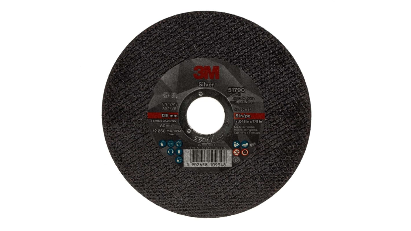 3M T41 Silver Aluminium Oxide Grinding Wheel, 125mm Diameter, P120 Grit, Fine