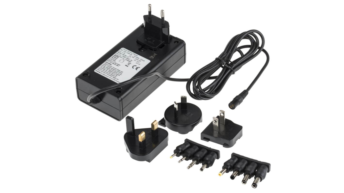 RS PRO Battery Pack Charger For Lithium-Ion Battery Pack 1 Cell 3.7V 1.5A with AUS, EU, UK, USA plug