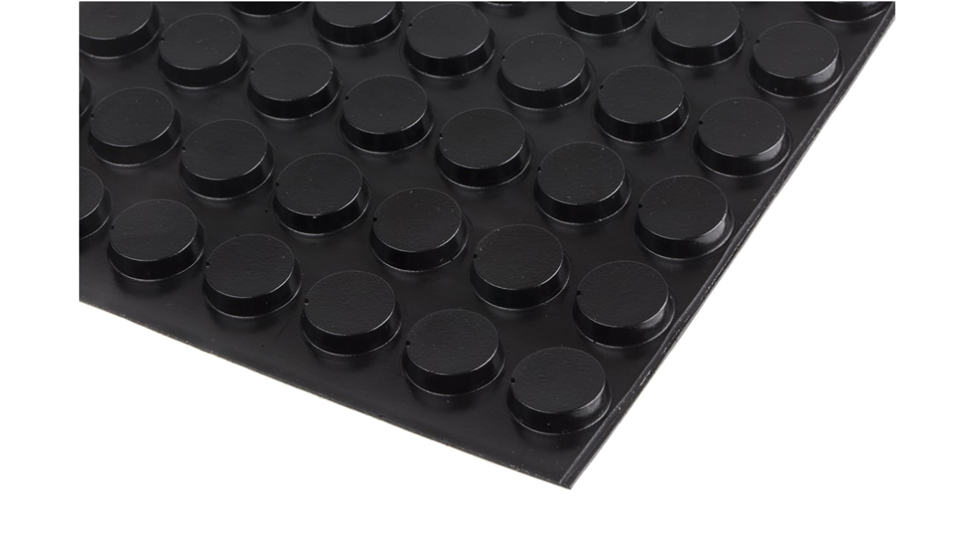 RS PRO Selbstklebende Füße, Klebstoff, Zylindrisch, 5.1mm, Schwarz, ø 19.8mm, PUR, +65.6°C max.