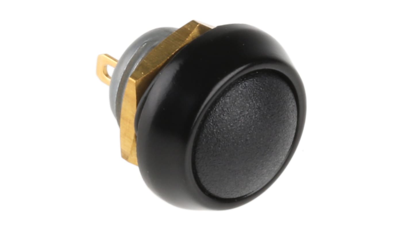 ITW Switches 微型按钮开关, Φ13.65mm开孔, 面板安装, 瞬时操作, 黑色圆形, 透明LED, 单刀单掷, IP67, 59系列