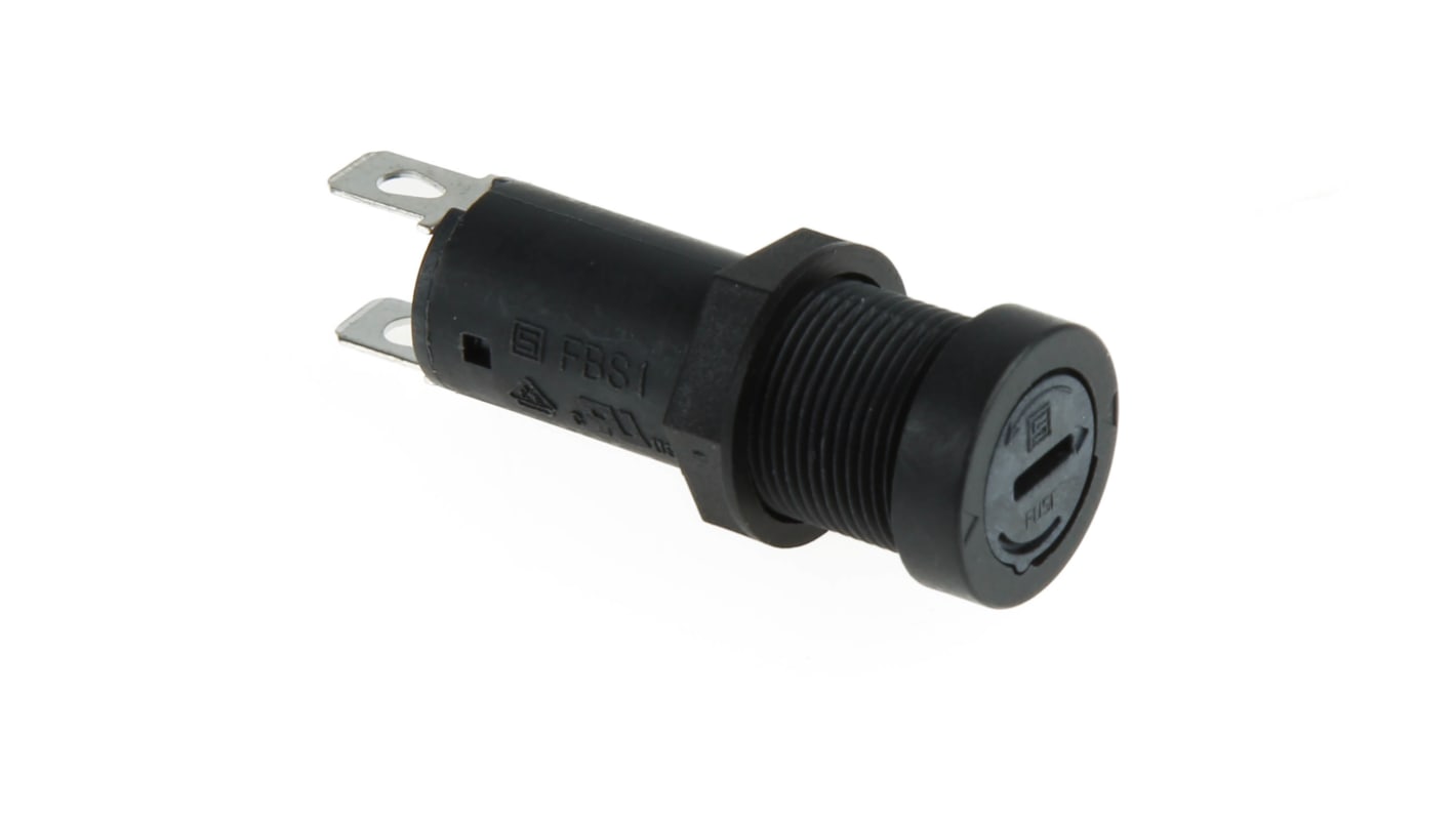 Schurter 面板安装保险丝座, 5 x 20mm尺寸, 10A, 250V 交流, 面板安装, 1P, FBS系列