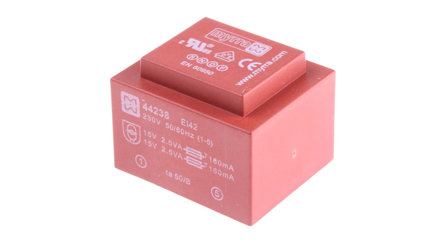 Myrra 15V ac 2 Output Through Hole PCB Transformer, 5VA