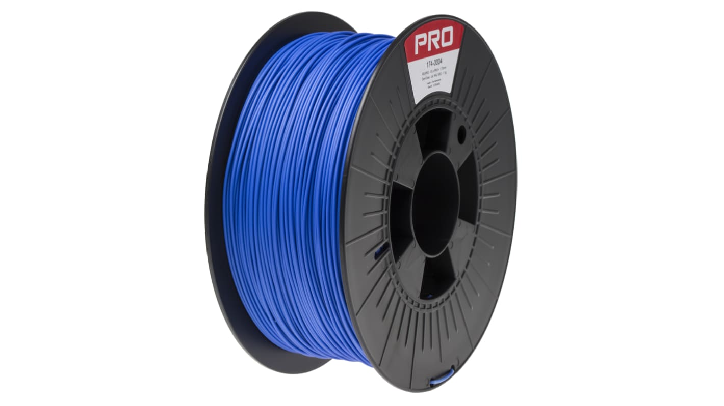 RS PRO 3D打印PLA材料, 1.75mm直径, FDM技术, 蓝色, 1kg, 适用于任何 3D 打印机