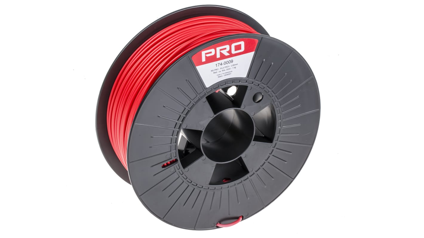 RS PRO 2.85mm Red PLA-X3 3D Printer Filament, 1kg